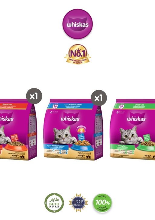 Whiskas Fungsional Makanan Kucing Kering Pilih Varian 450g