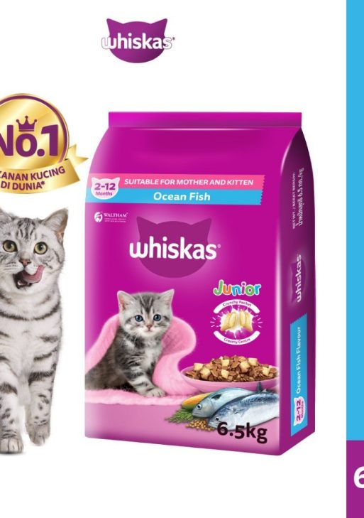 WHISKAS Makanan Kering untuk Anak Kucing Rasa Ikan Laut 6.5kg