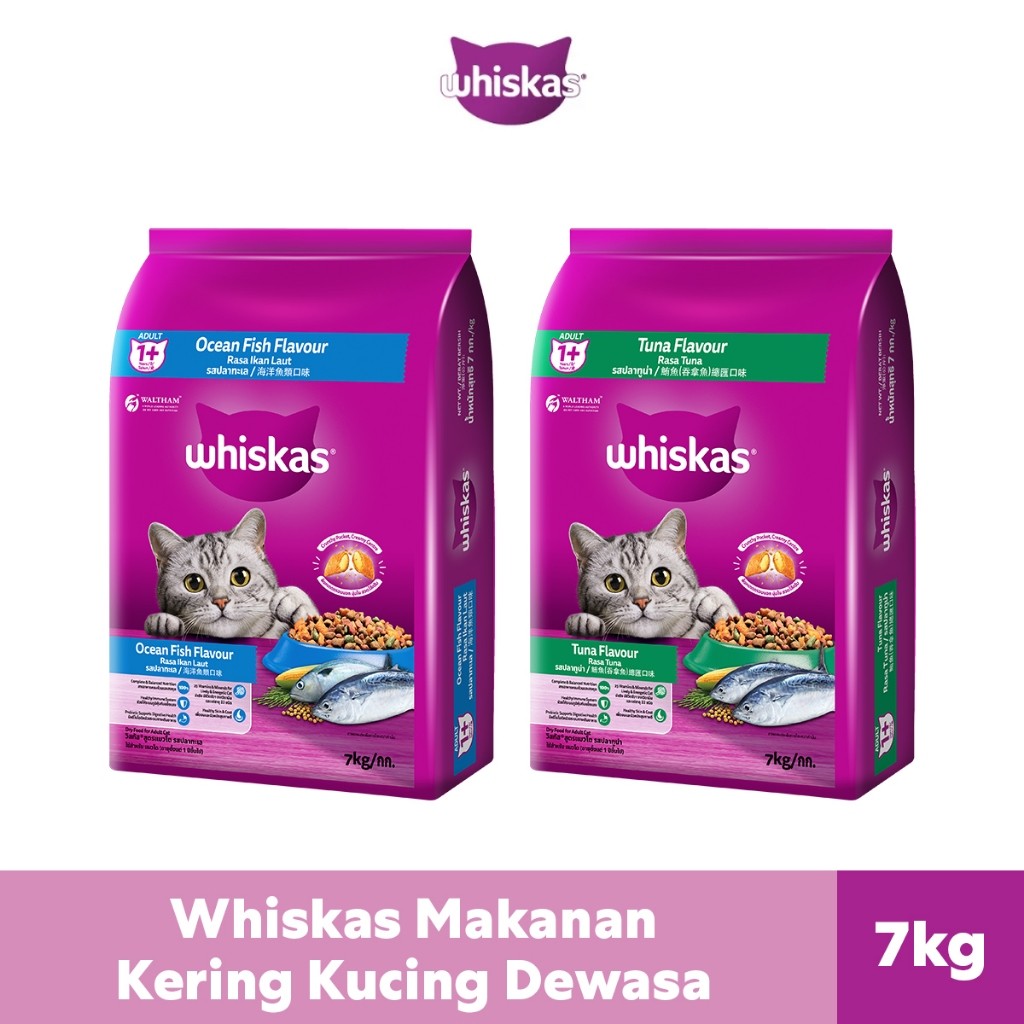 WHISKAS Makanan Kering untuk Kucing Dewasa Pilih Rasa 7kg