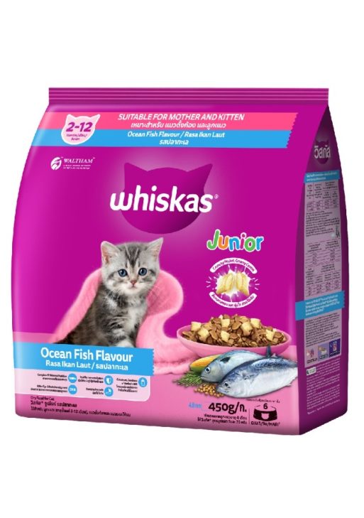 WHISKAS Junior Makanan Anak Kucing Kering Pilih Rasa 450gr