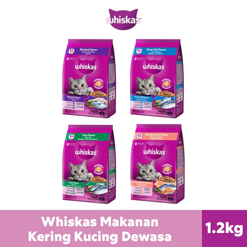 WHISKAS Makanan Kering untuk Kucing Dewasa Pilih Rasa 1.2kg