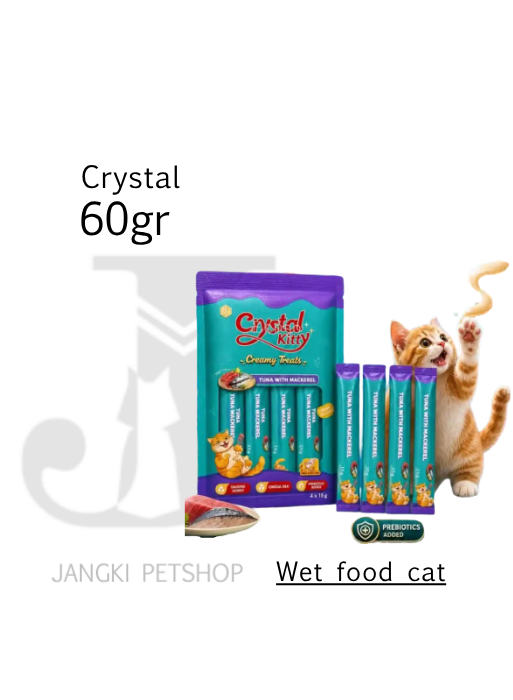 Crystal Kitty Creamy Tuna Makarel 60 gr - Snack Kucing 60 gr