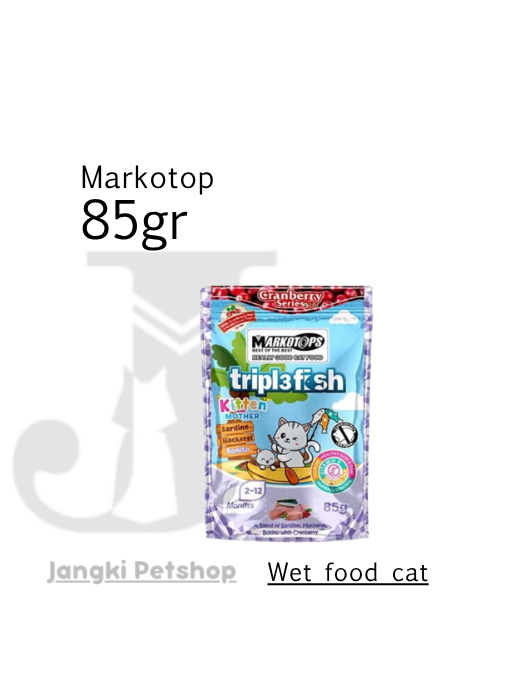 Markotop Pouch Kitten Triple Fish Bonito Cranberry 85 gr - Makanan Pouch Kucing 85 gr