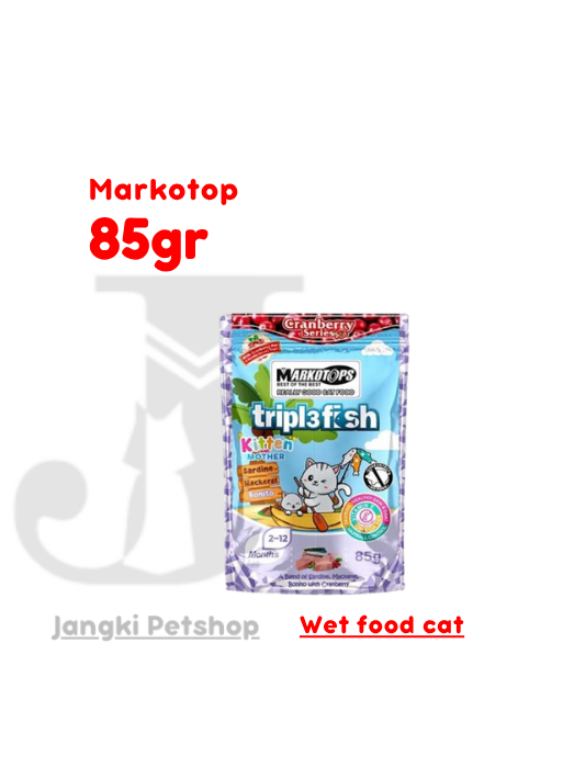 Markotop Pouch Kitten Triple Fish Bonito Cranberry 85 gr - Makanan Pouch Kucing 85 gr