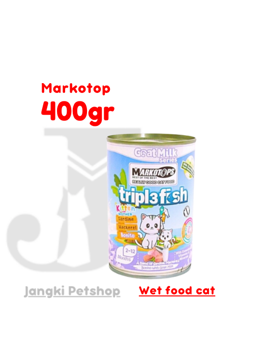 Markotop Kitten Triple Fish Bonito Goat Milk 400 gr kl - Makanan Kaleng Kucing 400 gr