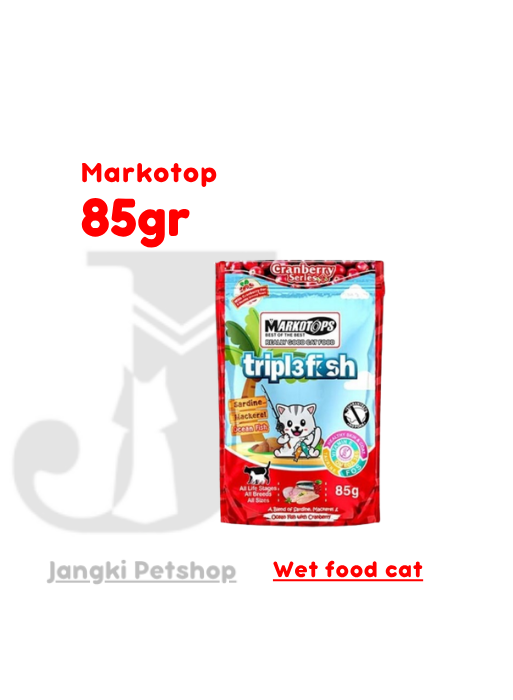 Markotop Pouch Adt Triple Fish Ocean Fish Cranberry 85 gr - Makanan Pouch Kucing 85 gr