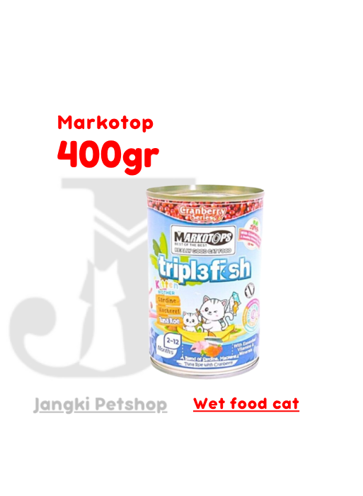 Markotop Kitten Triple Fish Tuna Roe Cranberry 400 gr kl - Makanan Kaleng Kucing 400 gr