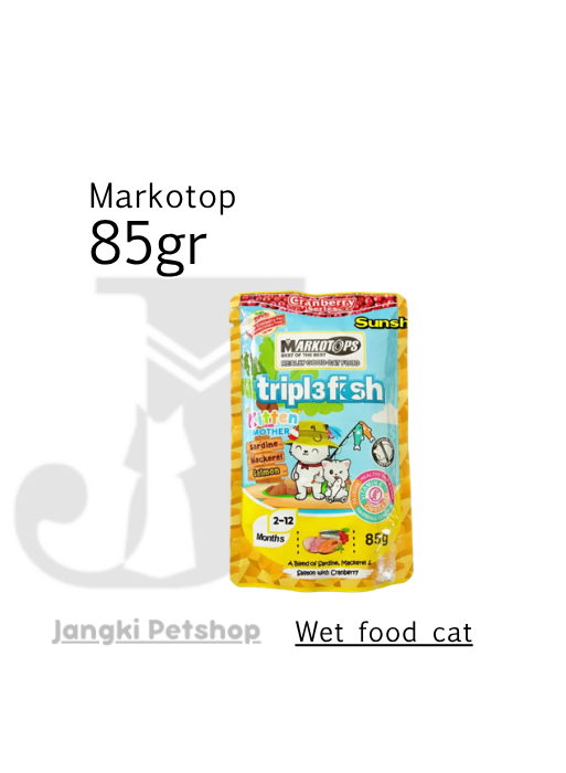 Markotop Pouch Kitten Triple Fish Tuna & Salmon Cranberry 85 gr - Makanan Pouch Kucing 85 gr