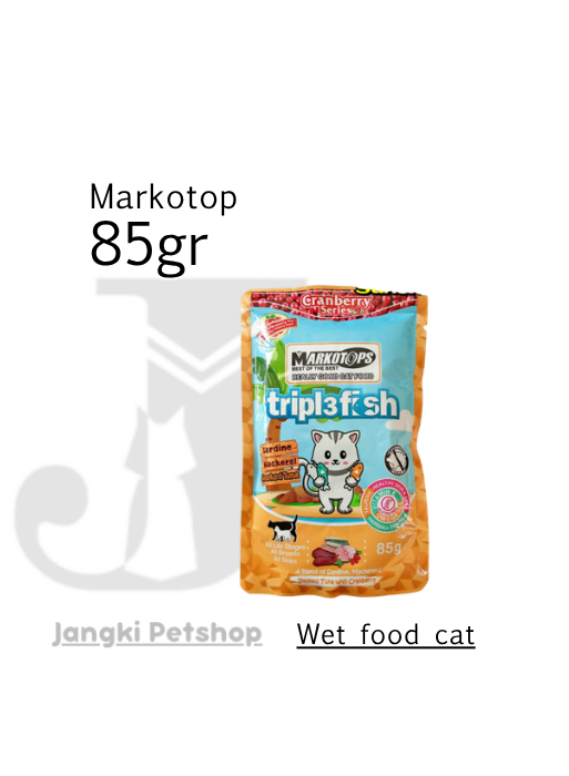 Markotop Pouch Adt Triple Fish Smoked Tuna Cranberry 85 gr - Makanan Pouch Kucing 85 gr