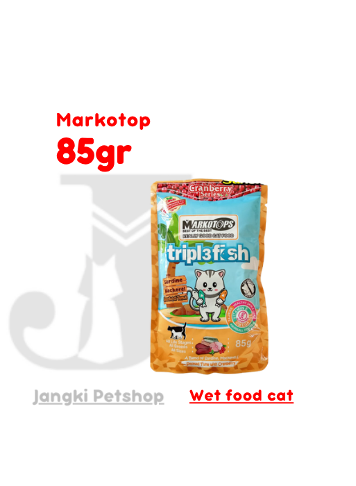 Markotop Pouch Adt Triple Fish Smoked Tuna Cranberry 85 gr - Makanan Pouch Kucing 85 gr