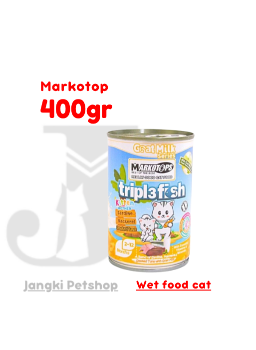 Markotop Kitten Triple Fish Smoke Tuna Goat Milk 400 gr kl - Makanan Kaleng Kucing 400 gr