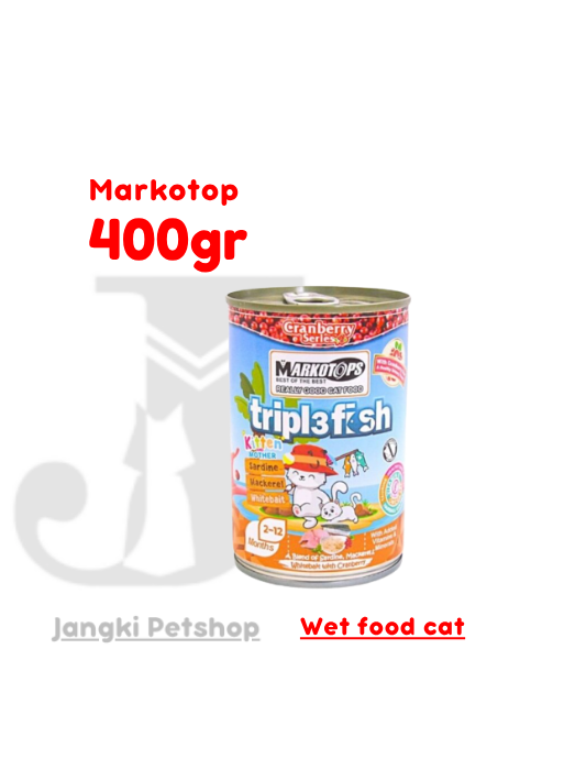 Markotop Kitten Triple Fish Whitebite Cranberry 400 gr kl - Makanan Kaleng Kucing 400 gr