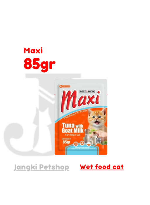 Maxi Cat Pouch Kitten Tuna Goat Milk 85 gr - Makanan Pouch Kucing 85 gr
