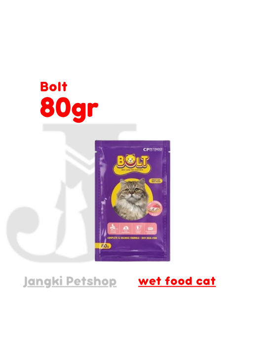 Bolt Pouch Tuna Sardine Jelly 80 gr - Makanan Pouch Kucing 80 gr