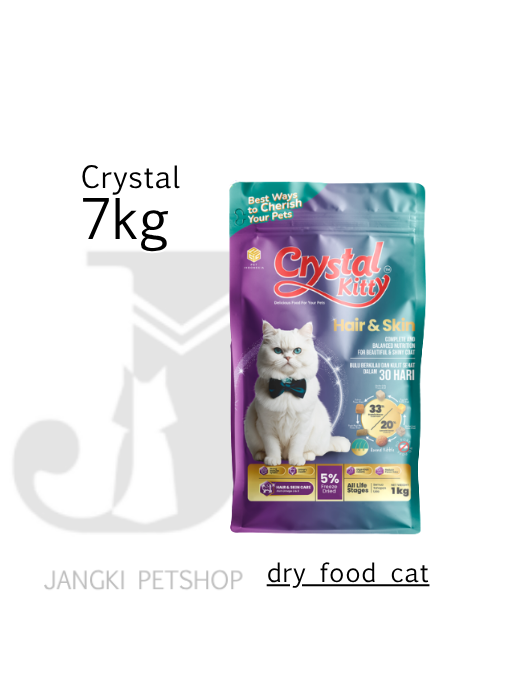 Crystal Kitty Cat Hair & Skin 7 kg - Makanan Kering Kucing 7 kg