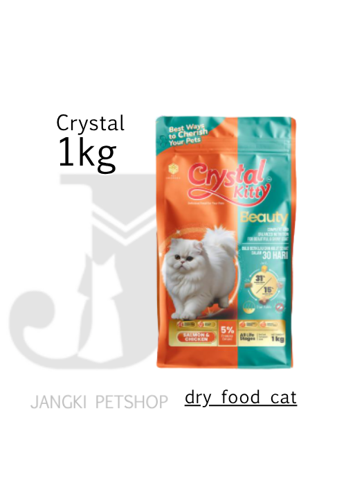 Crystal Kitty Cat Beauty Salmon Chicken 1 kg - Makanan Kering Kucing 1 kg