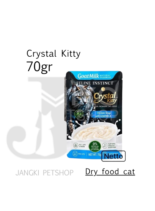Crystal Kitty Pouch Prime Instinct Chicken Strip Goat Milk 70 gr - Makanan Pouch Kucing 70 gr