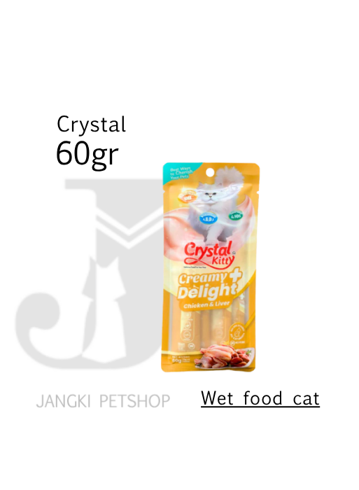 Crystal Kitty Creamy Delight Chicken & Liver 60 gr - Snack Kucing 60 gr