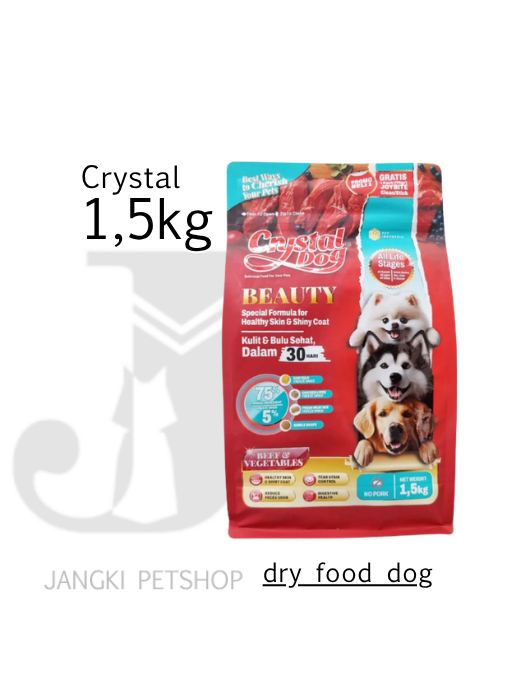 Crystal Dog Beef 1,5 kg - Makanan Kering Anjing 1,5 kg
