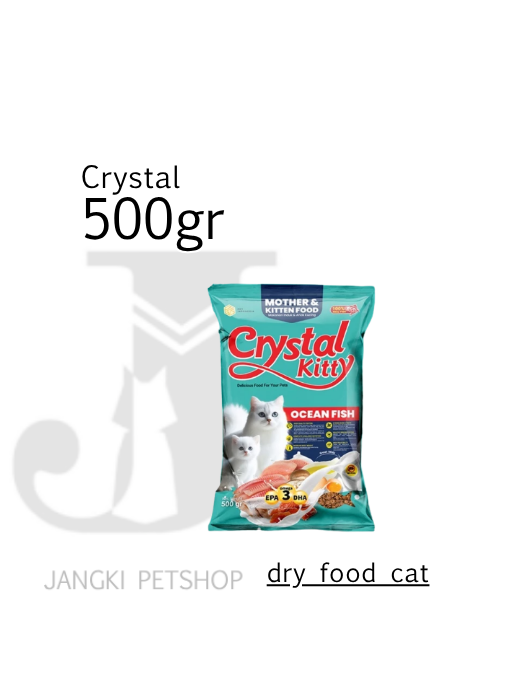 Crystal Kitty Mother & Kitten Ocean Fish 500 gr - Makanan Kering Kucing 500 gr