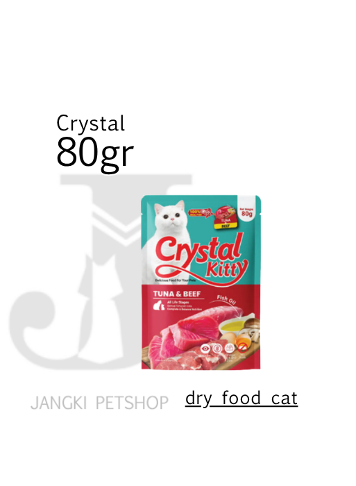 Crystal Kitty Pouch Tuna & Beef 80gr - Makanan Pouch Kucing 80gr