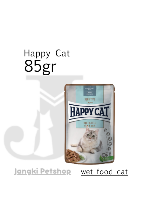 Happy Cat Pouch Sensitive Skin & Coat 85 gr - Makanan Pouch Kucing 85 gr
