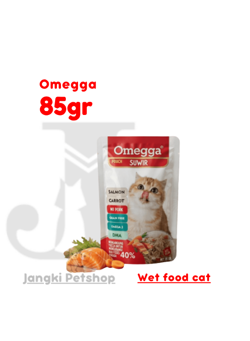 Omegga Cat Pouch Suwir Salmon Carrot 85 gr - Makanan Pouch Kucing 85 gr