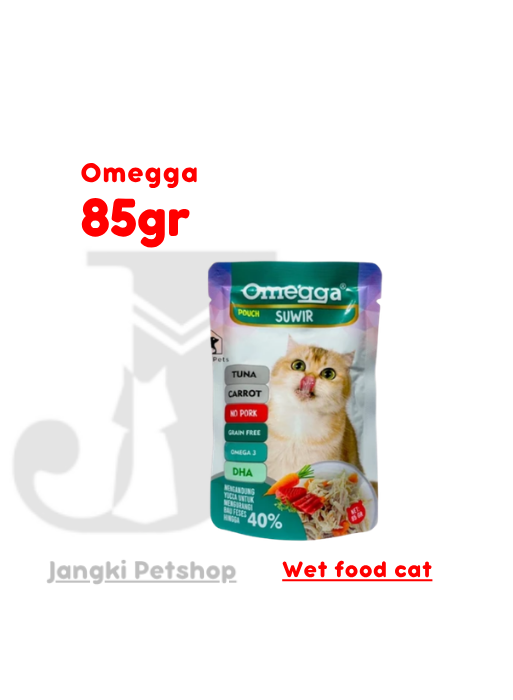 Omegga Cat Pouch Suwir Tuna Carrot 85 gr - Makanan Pouch Kucing 85 gr