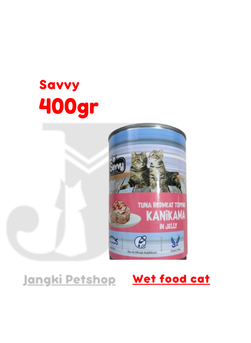 Savvy Tuna & Kanikama In Jelly 400 gr kl - Makanan Kaleng Kucing 400 gr
