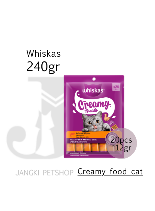 Whiskas Creamy Treats Salmon 240 gr - Snack Kucing 240 gr