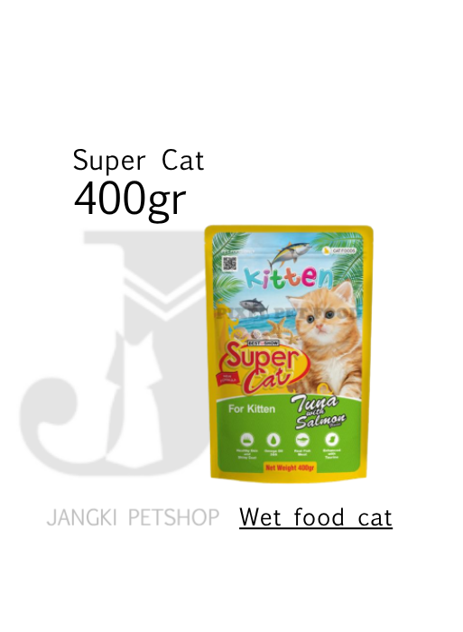 Super Cat Pouch Kitten Tuna Salmon 400 gr - Makanan Pouch Kucing 400 gr
