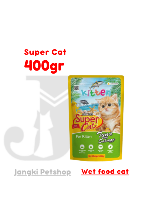 Super Cat Pouch Kitten Tuna Salmon 400 gr - Makanan Pouch Kucing 400 gr