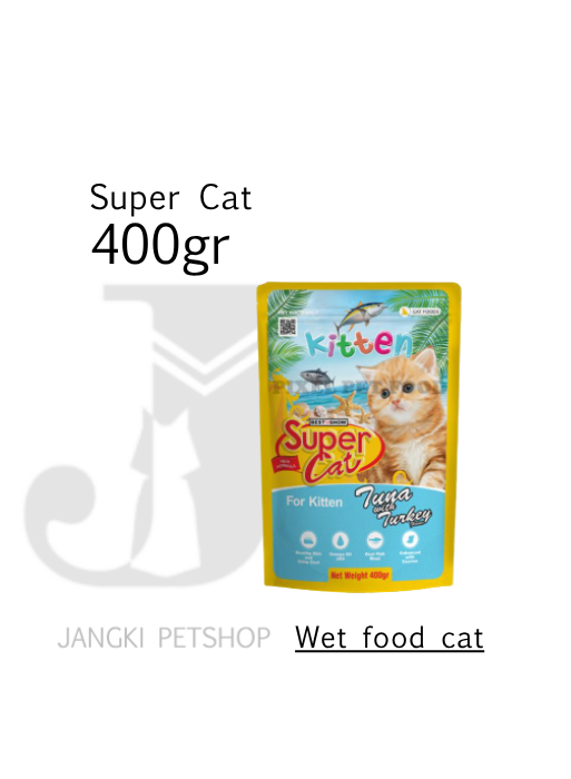 Super Cat Pouch Kitten Tuna Turkey 400 gr - Makanan Pouch Kucing 400 gr