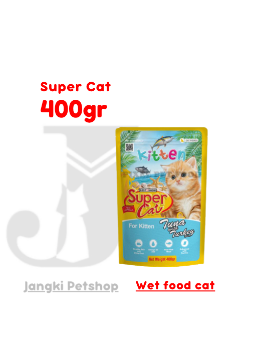 Super Cat Pouch Kitten Tuna Turkey 400 gr - Makanan Pouch Kucing 400 gr