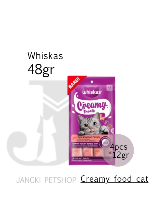 Whiskas Creamy Treats Salmon 48 gr - Snack Kucing 48 gr