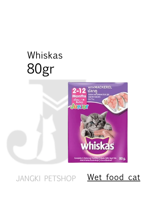 Whiskas Pouch Junior Makarel & Junior Tuna 80 gr (14x2) - Makanan Pouch Kucing 80 gr