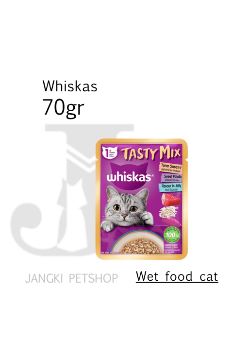 Whiskas Tasty Mix Adt Tuna Sasami Potato 70 gr - Makanan Kering Kucing 70 gr