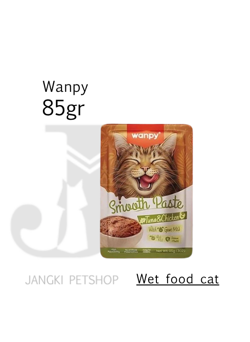 Wanpy Cat Pouch Smooth Paste Tuna & Chicken 85 gr - Makanan Basah Kucing Pouch 85 gr