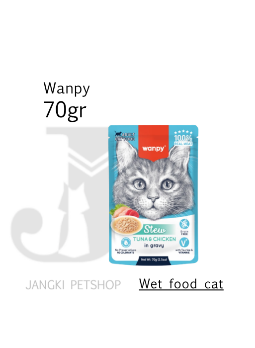 Wanpy Cat Pouch Stew Retort Tuna & Chicken 70 gr - Makanan Basah Kucing Pouch 70 gr