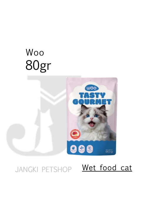 Woo Cat Makanan Kucing Basah Pouch Tasty Gourmet Tuna 80gr